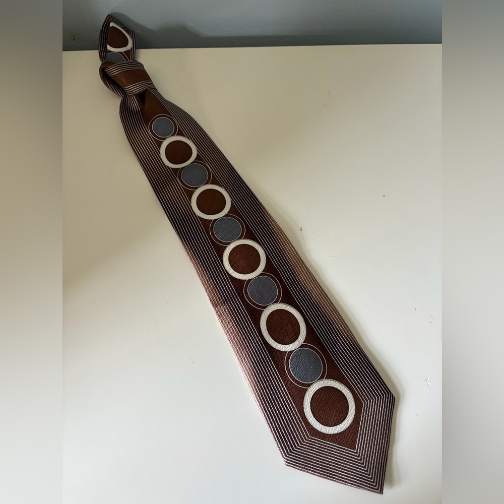 Brown and Gray Geometric Men's Tie